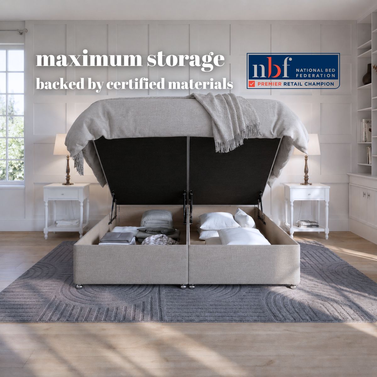 Artisan End Lift Ottoman Storage Divan Bed Base | Divan Base Direct