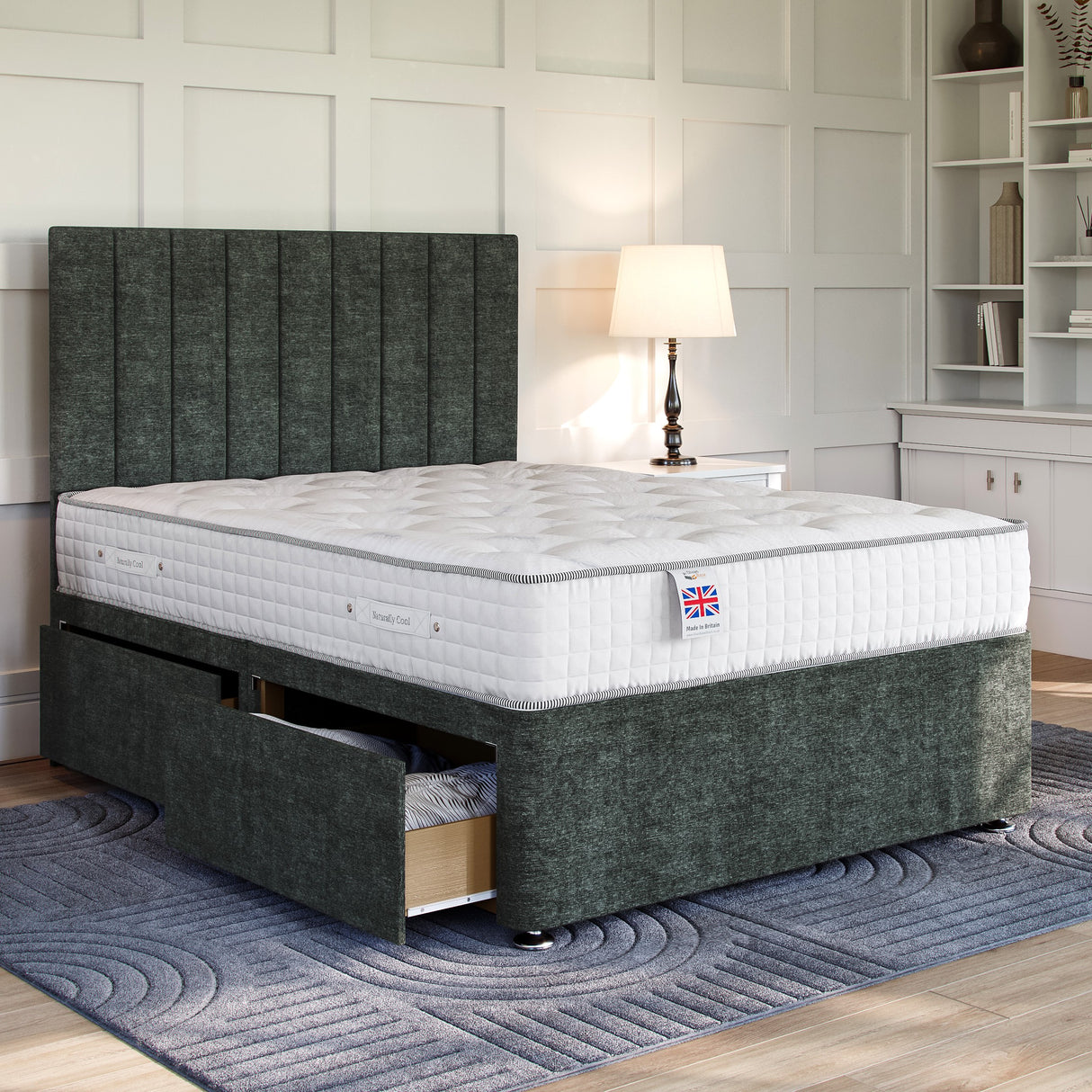 Grey Charcoal Platform Top Divan Bed Base