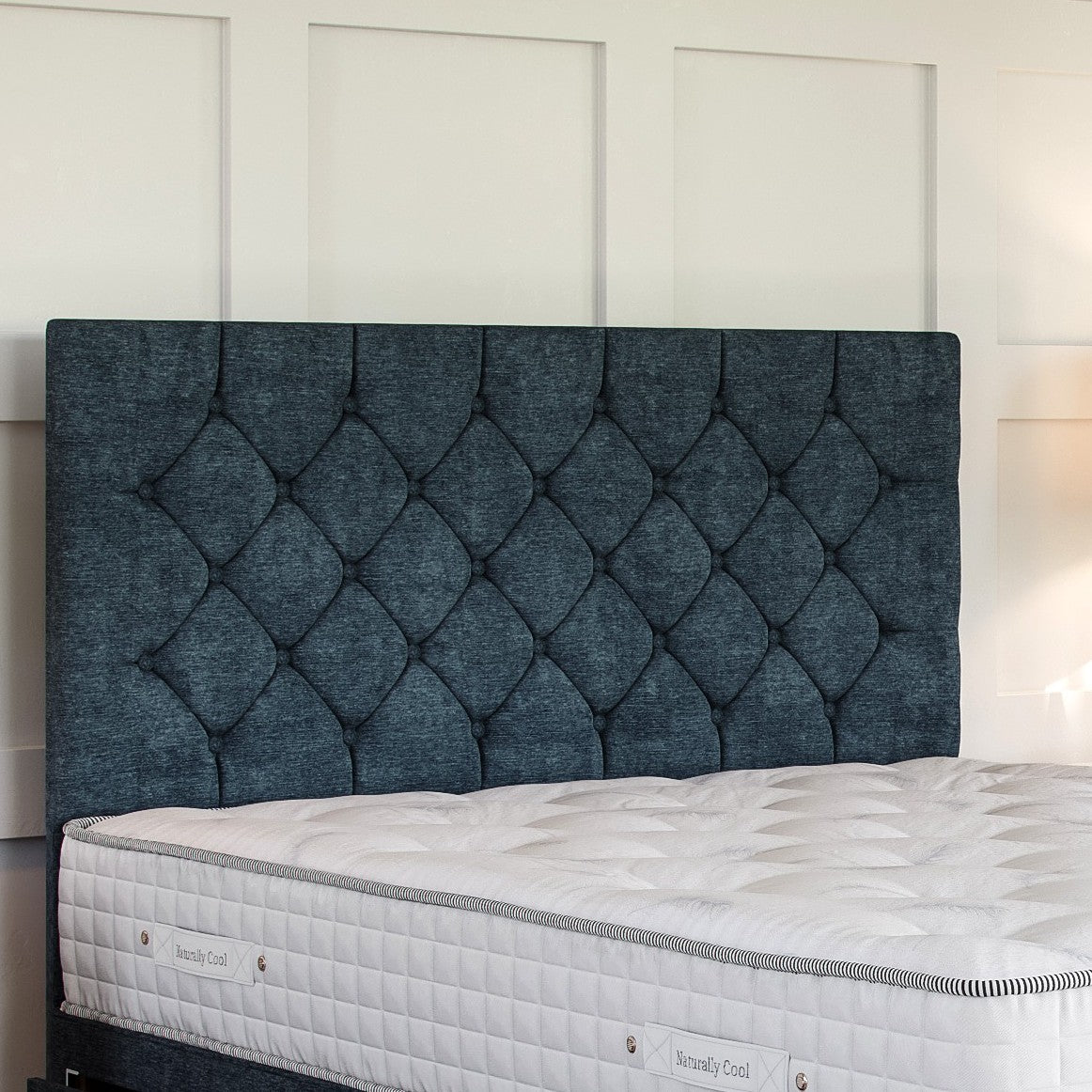 Blue Chenille Platform Top Divan Bed Base