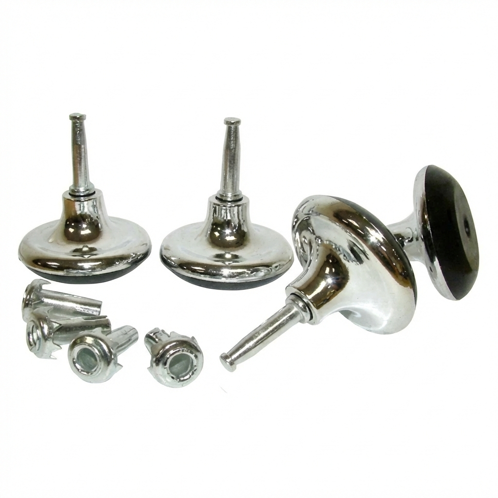 Set of 8 Chrome Bed Glides with Inserts | Divan Base Direct