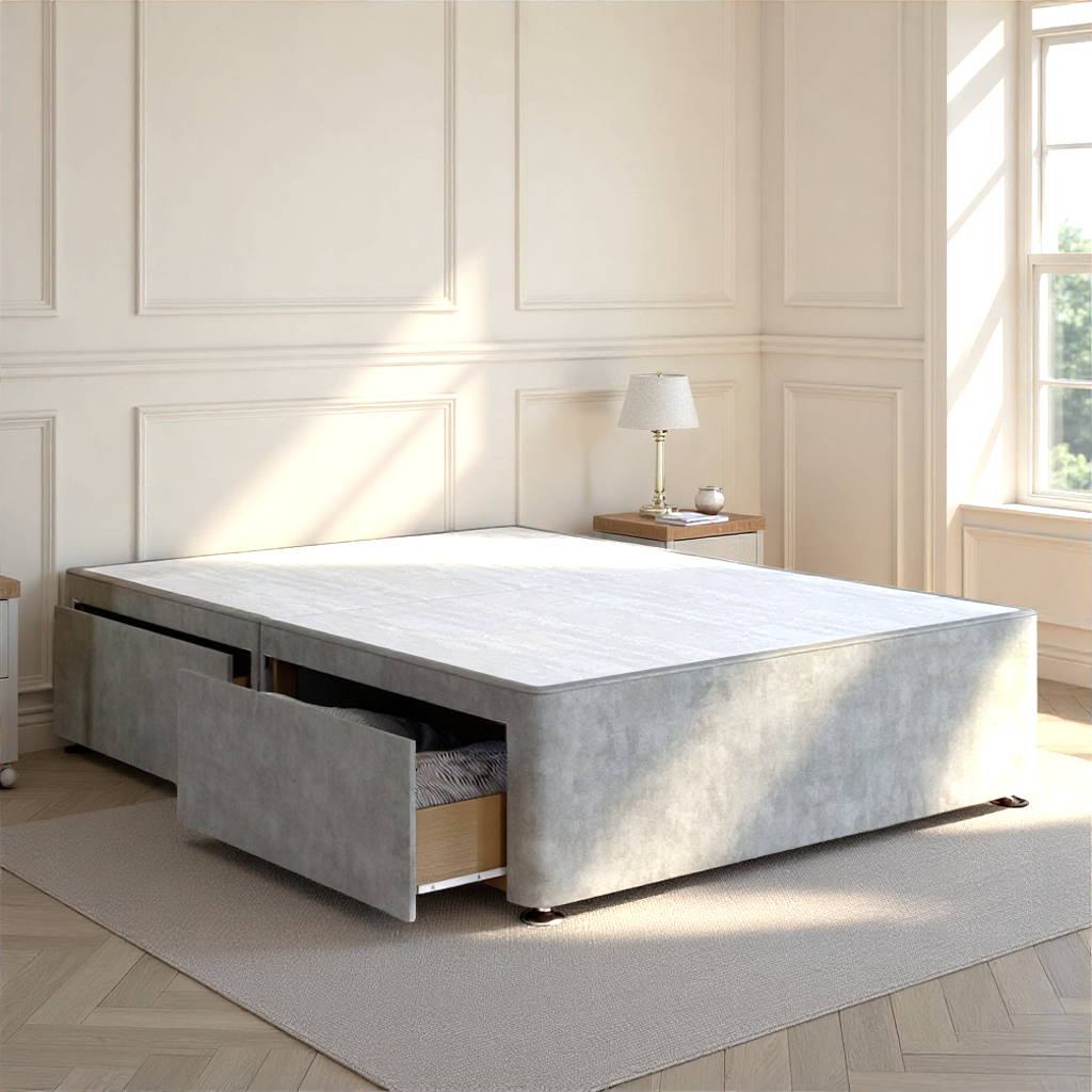 Grandeur Platform Top Divan Bed Base Only - 5ft King With No Storage Naples Silver CLEARANCE