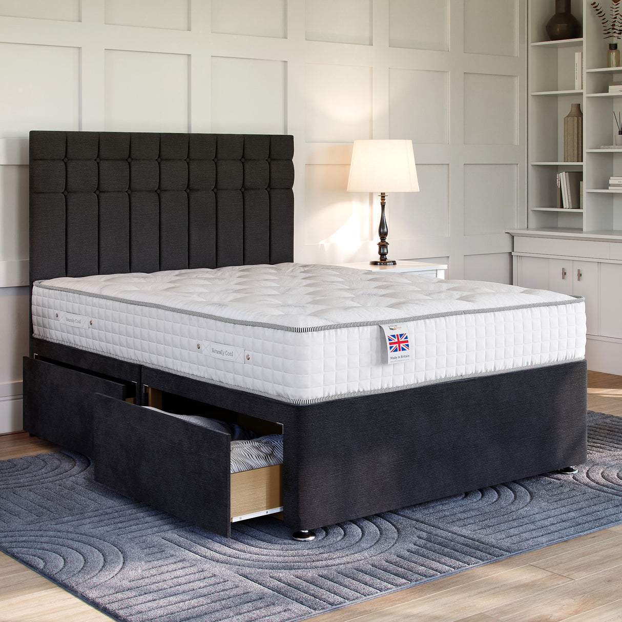 Black Naples Platform Top Divan Bed Base