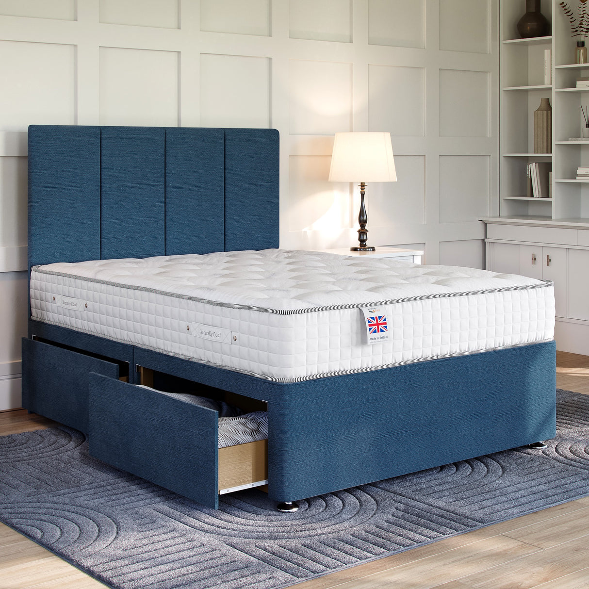 Blue Naples Platform Top Divan Bed Base