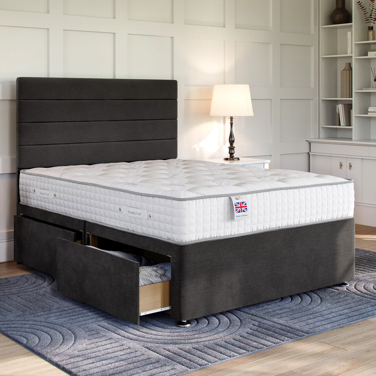 Grey Slate Platform Top Divan Bed Base