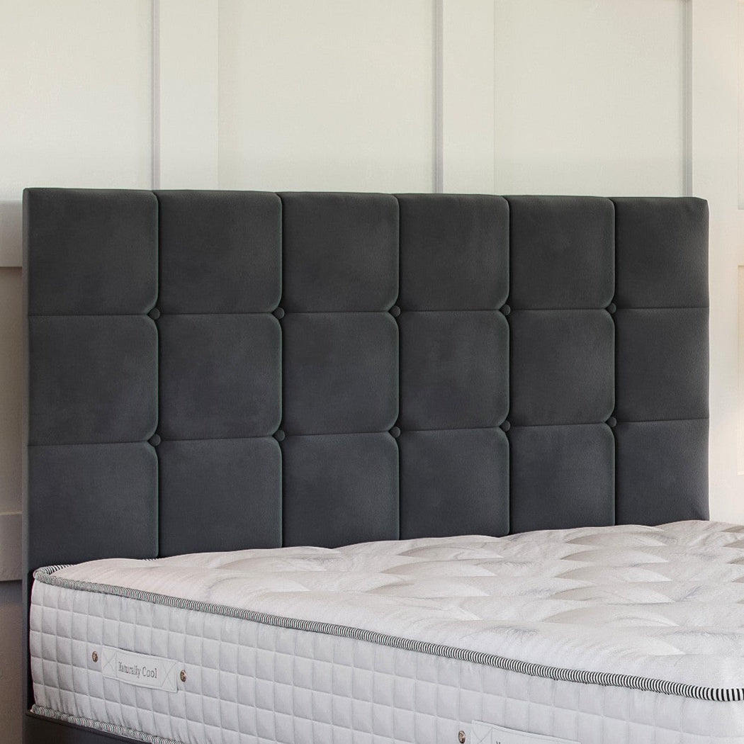 Dark Grey Velvet Platform Top Divan Bed Base