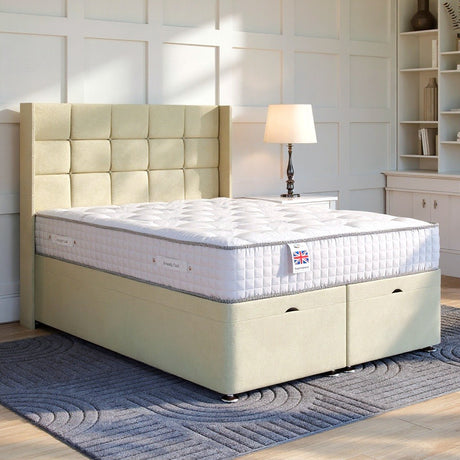 Sicily Ottoman Bed Set with Winged Floor Standing Headboard