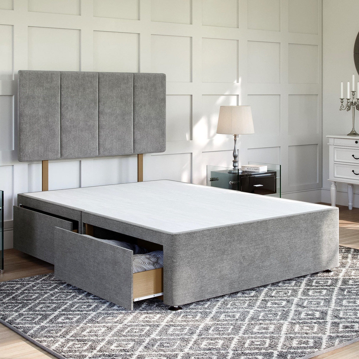 Grey Platform Top Divan Bed Base | Divan Base Direct