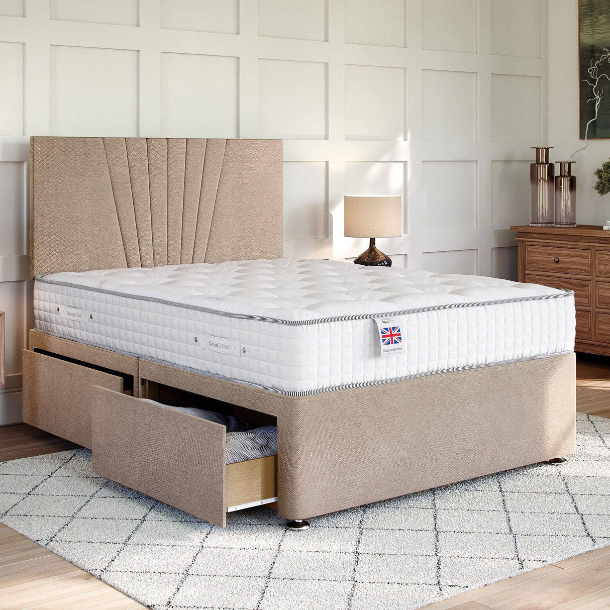 Bathwick Divan Bed Set with Strutted Headboard Divan bed Divan Base Direct