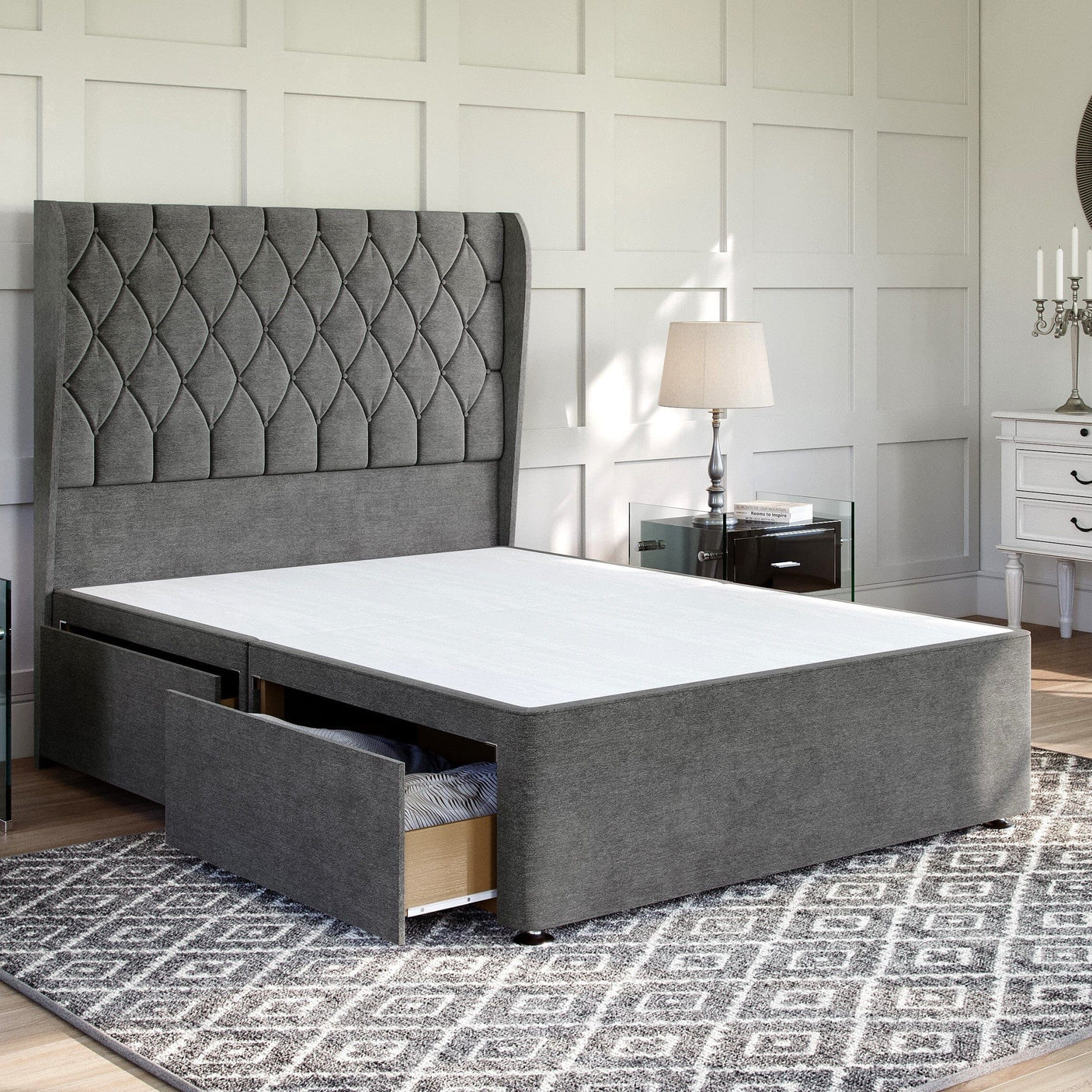 Grey Steel Platform Top Divan Bed Base | Divan Base Direct