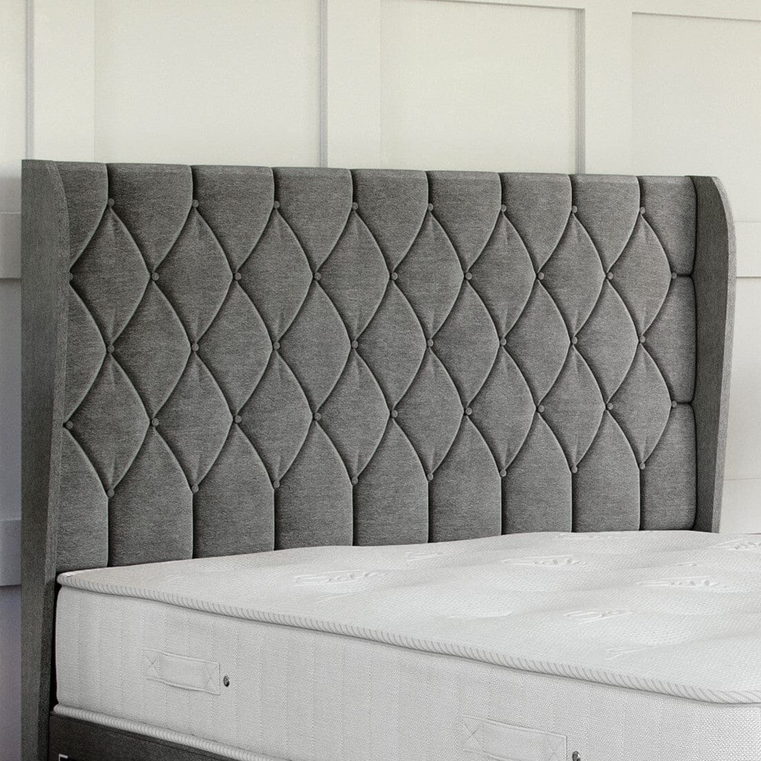 Buckingham Divan Bed Set with Winged Floor Standing Headboard Divan bed Divan Base Direct