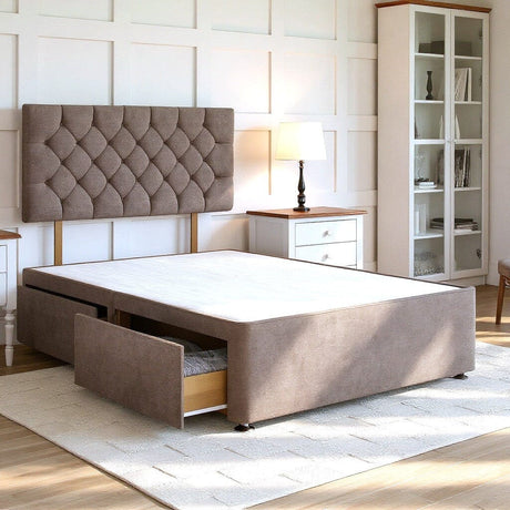 Chesterfield Divan Bed Set with Strutted Headboard Divan bed Divan Base Direct