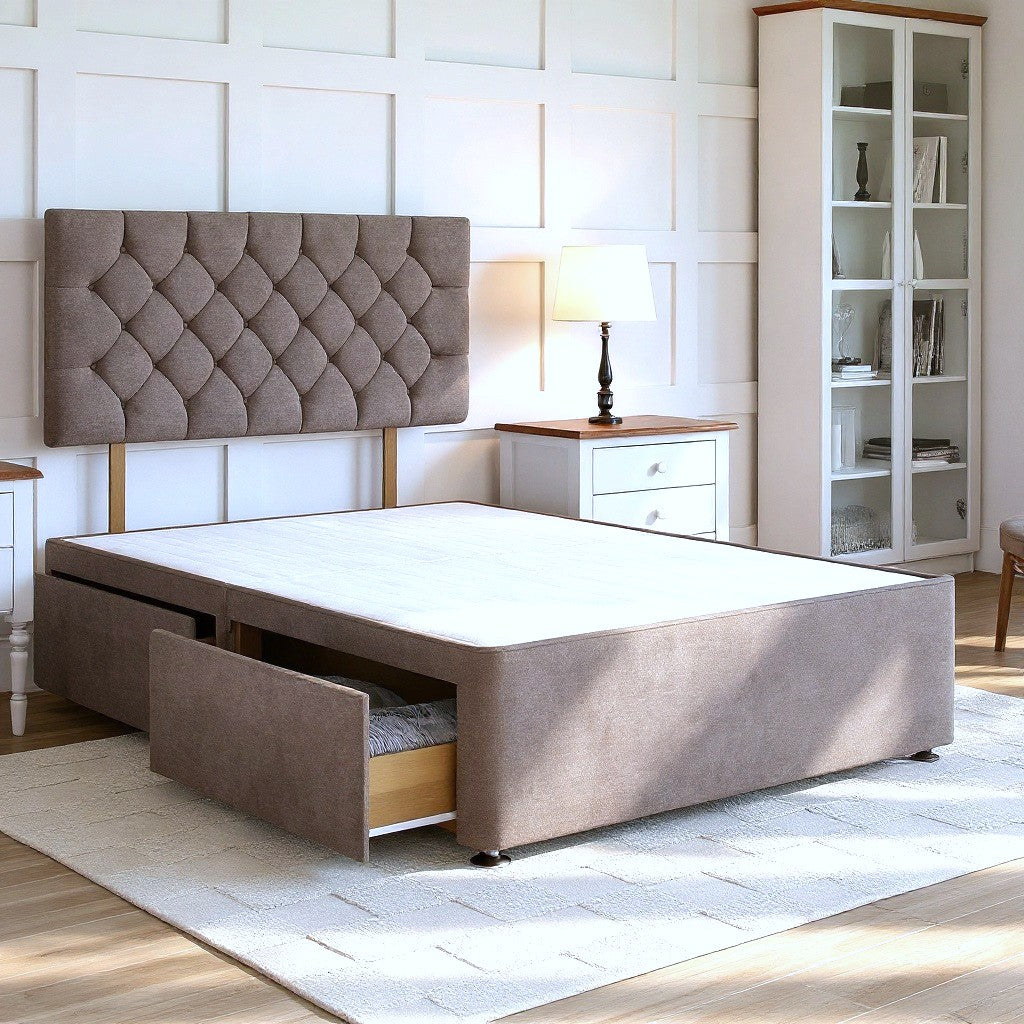 Chesterfield Divan Bed Set with Strutted Headboard Divan bed Divan Base Direct