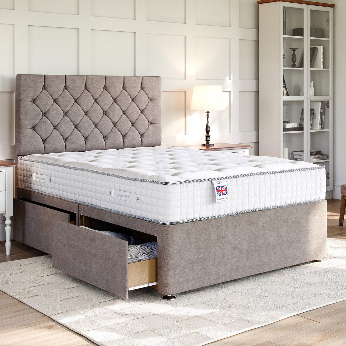 Chesterfield Divan Bed Set with Strutted Headboard Divan bed Divan Base Direct