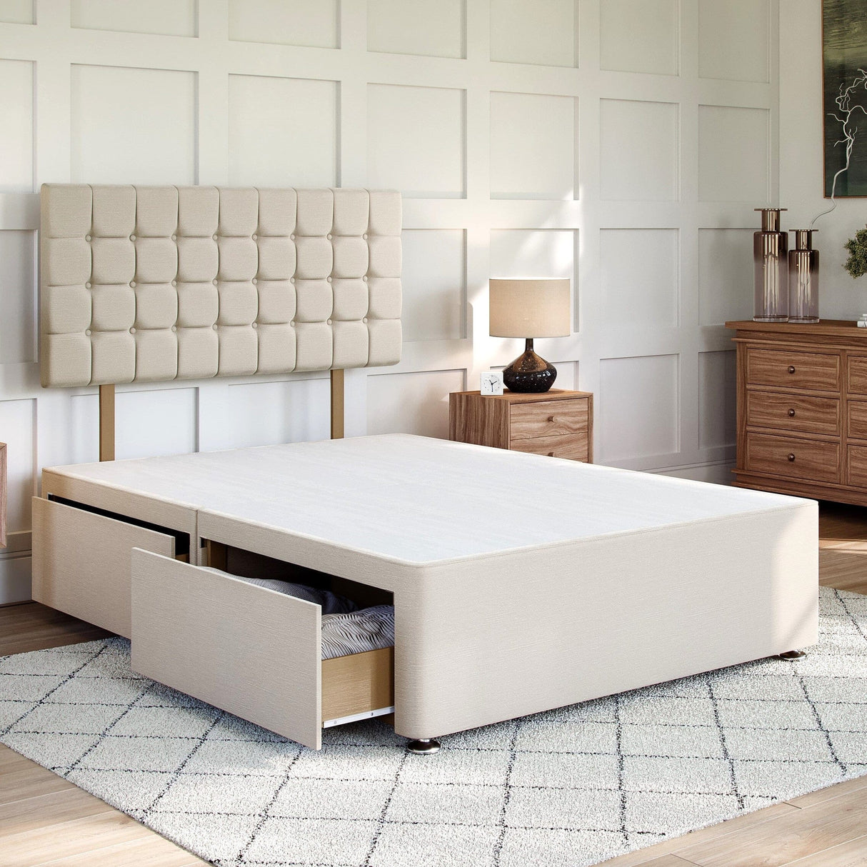 County Strutted Upholstered Headboard | Divan Base Direct