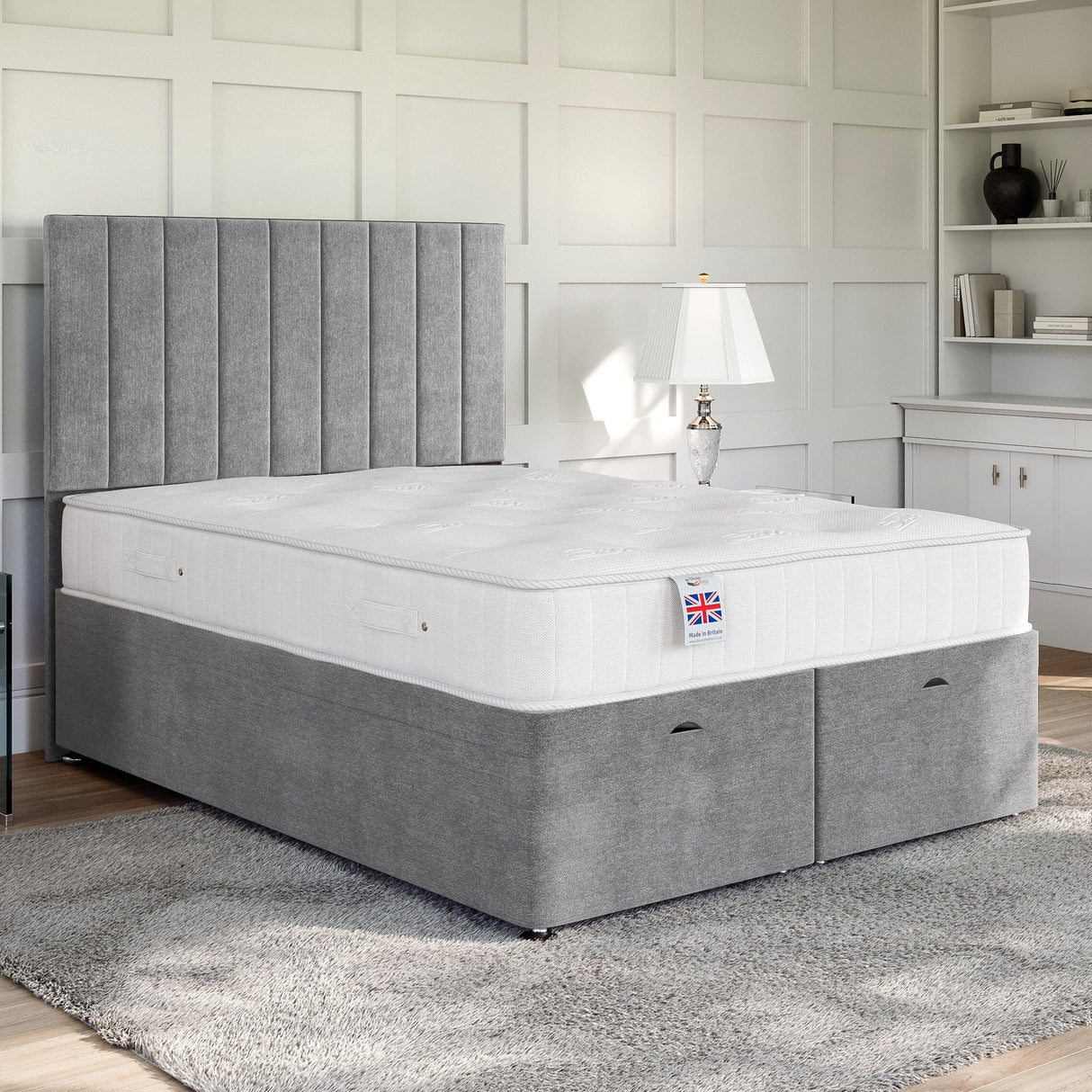 Florence Ottoman Bed Set with Floor Standing Headboard Ottoman Bed Set Divan Base Direct