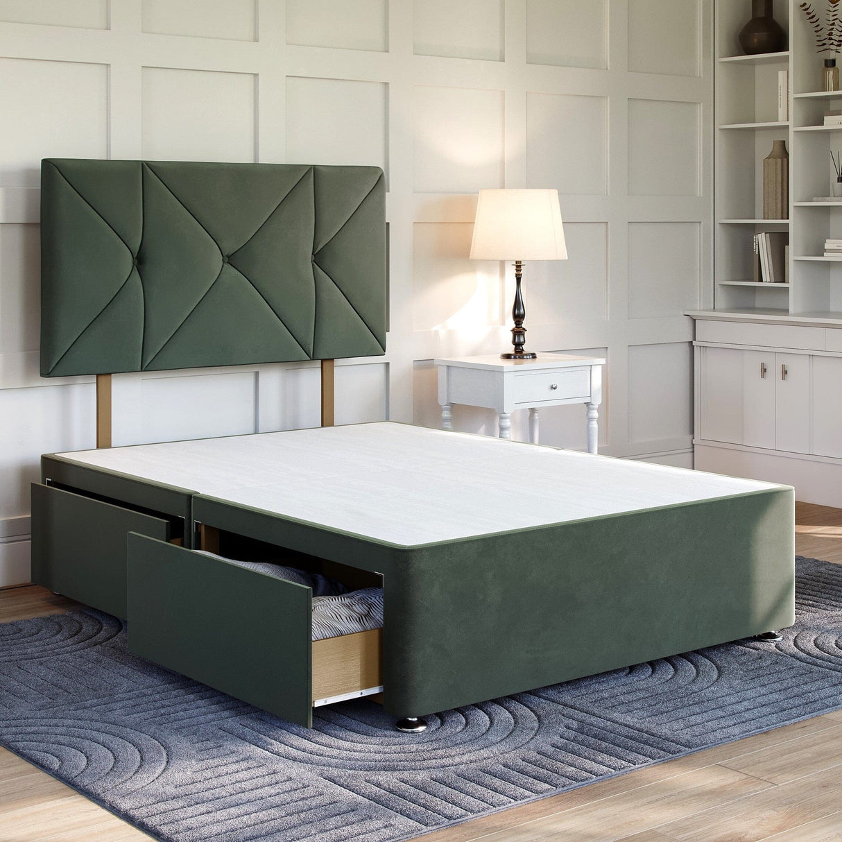 Emerald Green Platform Top Divan Bed Base | Divan Base Direct