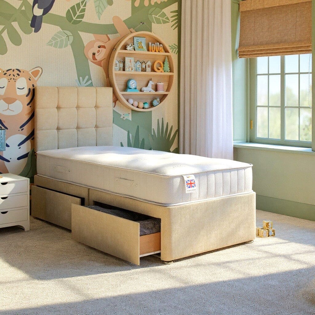 Kids Sicily Divan Bed with Strutted Headboard Divan Base Direct