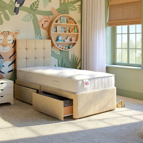 Kids Sicily Divan Bed with Strutted Headboard Divan Base Direct