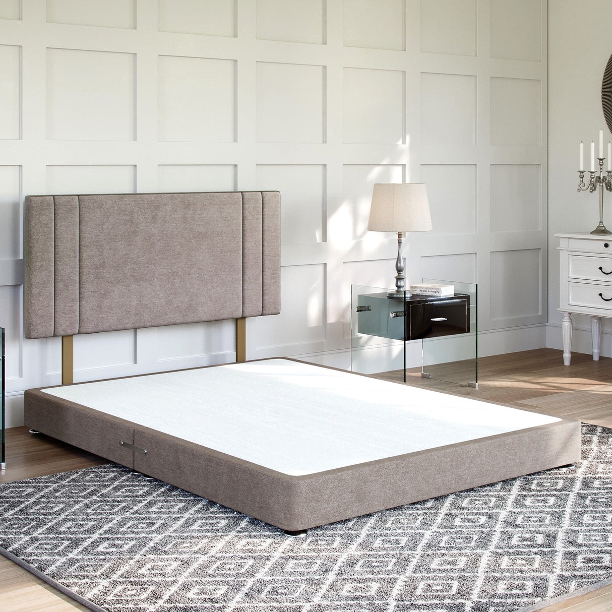 Low Divan Bed Base on Chrome Glides Low Divan Base Divan Base Direct