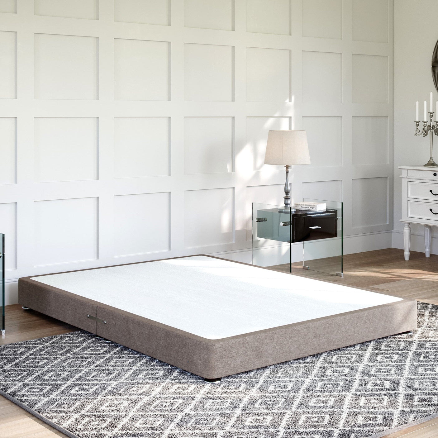 Low Divan Bed Base on Chrome Glides | Divan Base Direct