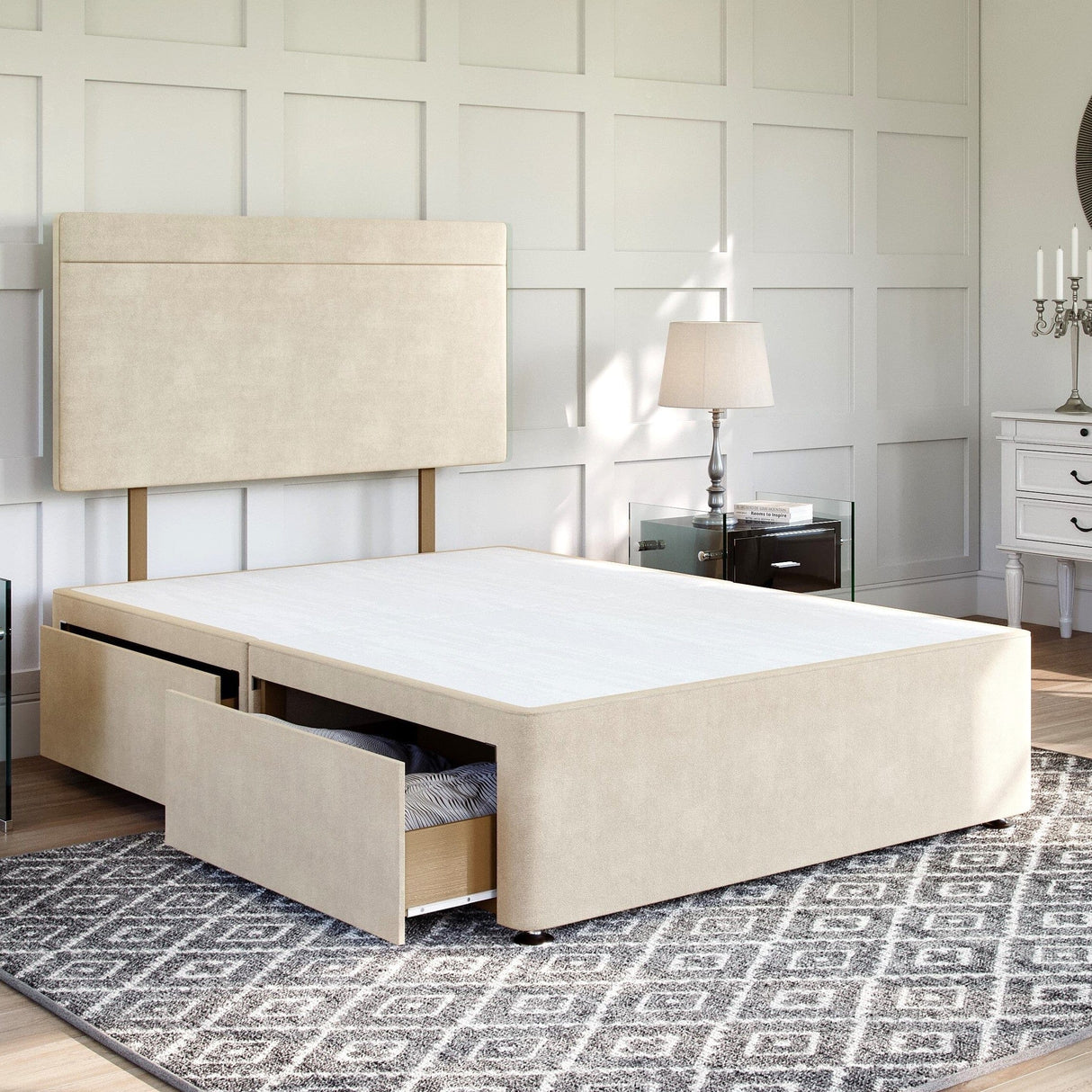 Lucca Divan Bed Set with Strutted Headboard Divan bed Divan Base Direct