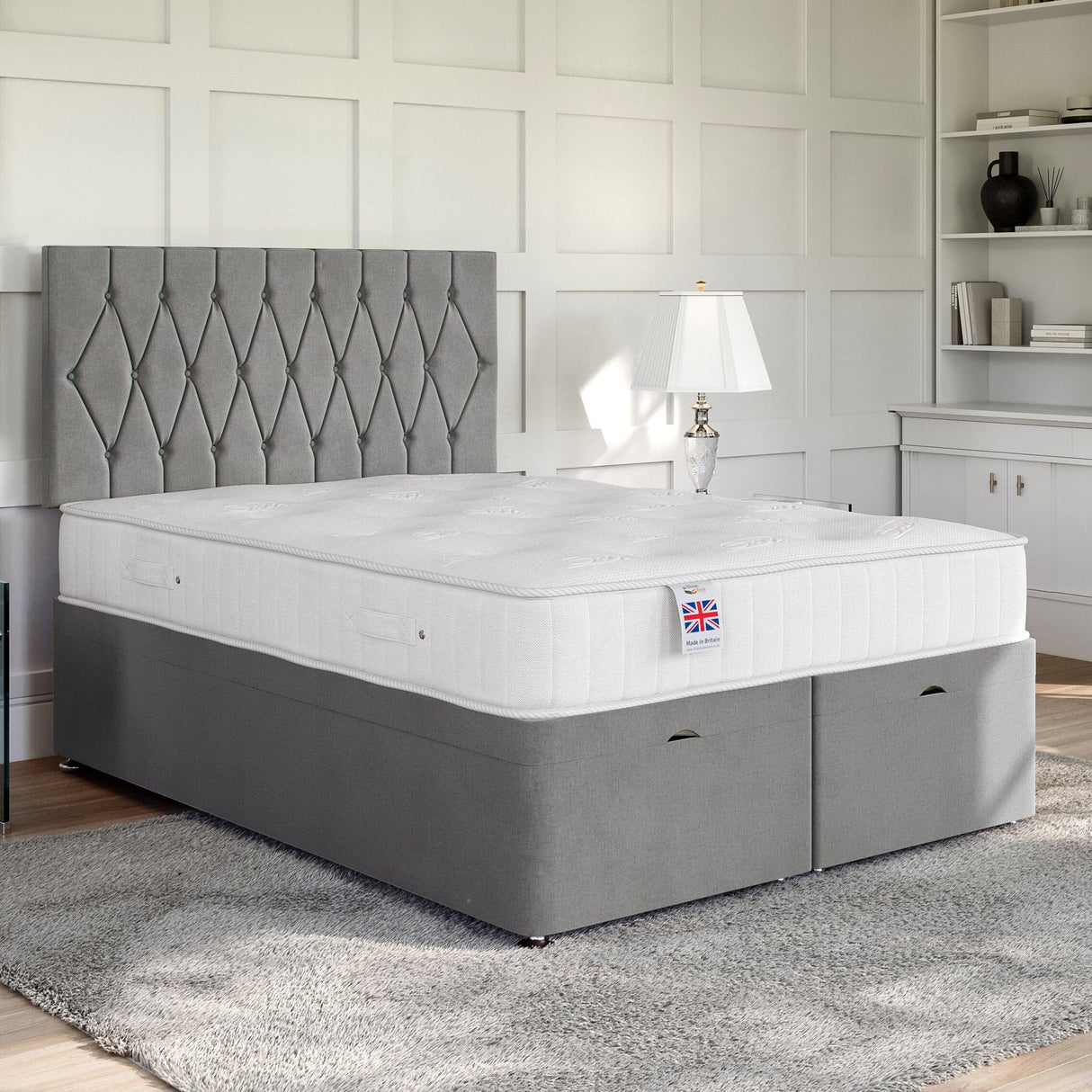 Matera Ottoman Bed Set with Strutted Headboard Ottoman Bed Set Divan Base Direct