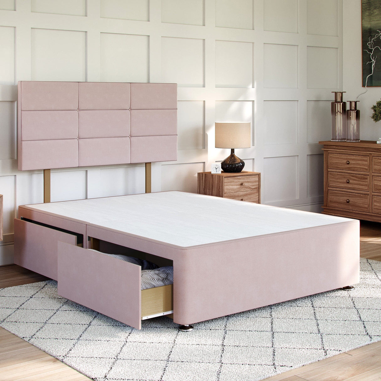 Ravenna Divan Bed Set with Strutted Headboard Divan bed Divan Base Direct