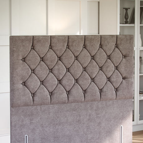 Winged Chesterfield Floor Standing Headboard Plush Marine - 6ft Super King CLEARANCE