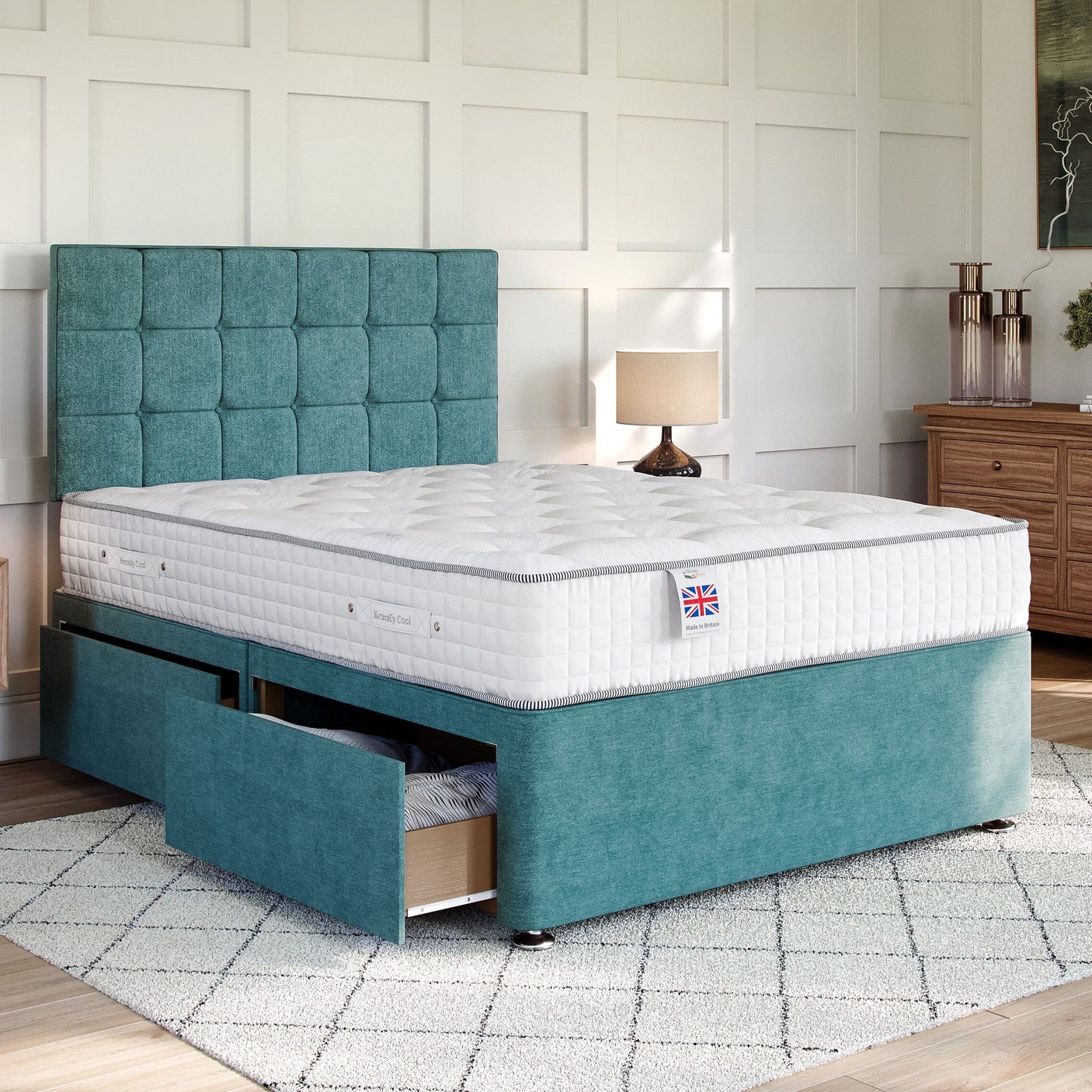 Sicily Divan Bed Set with Strutted Headboard Divan bed Divan Base Direct