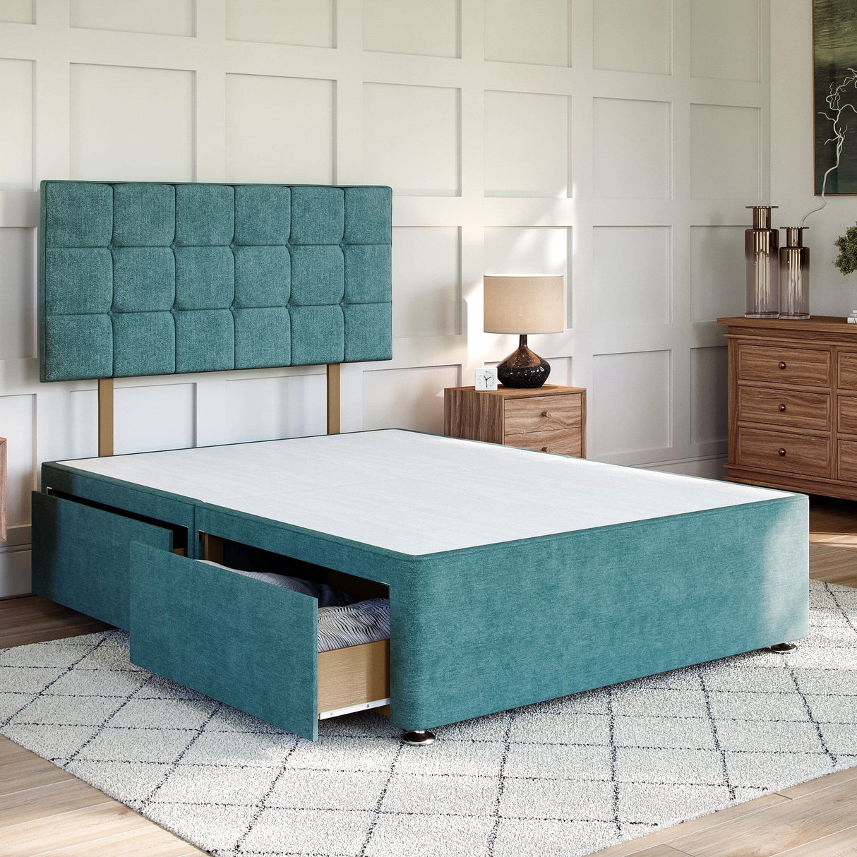 Sicily Divan Bed Set with Strutted Headboard Divan bed Divan Base Direct