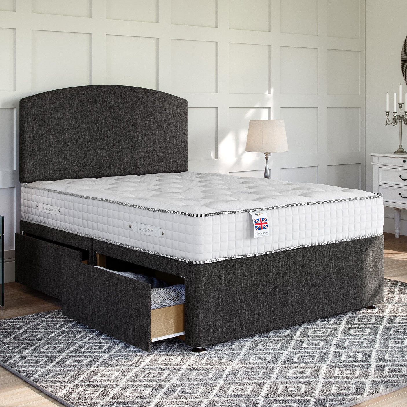 Dark Grey Platform Top Divan Bed Base | Divan Base Direct