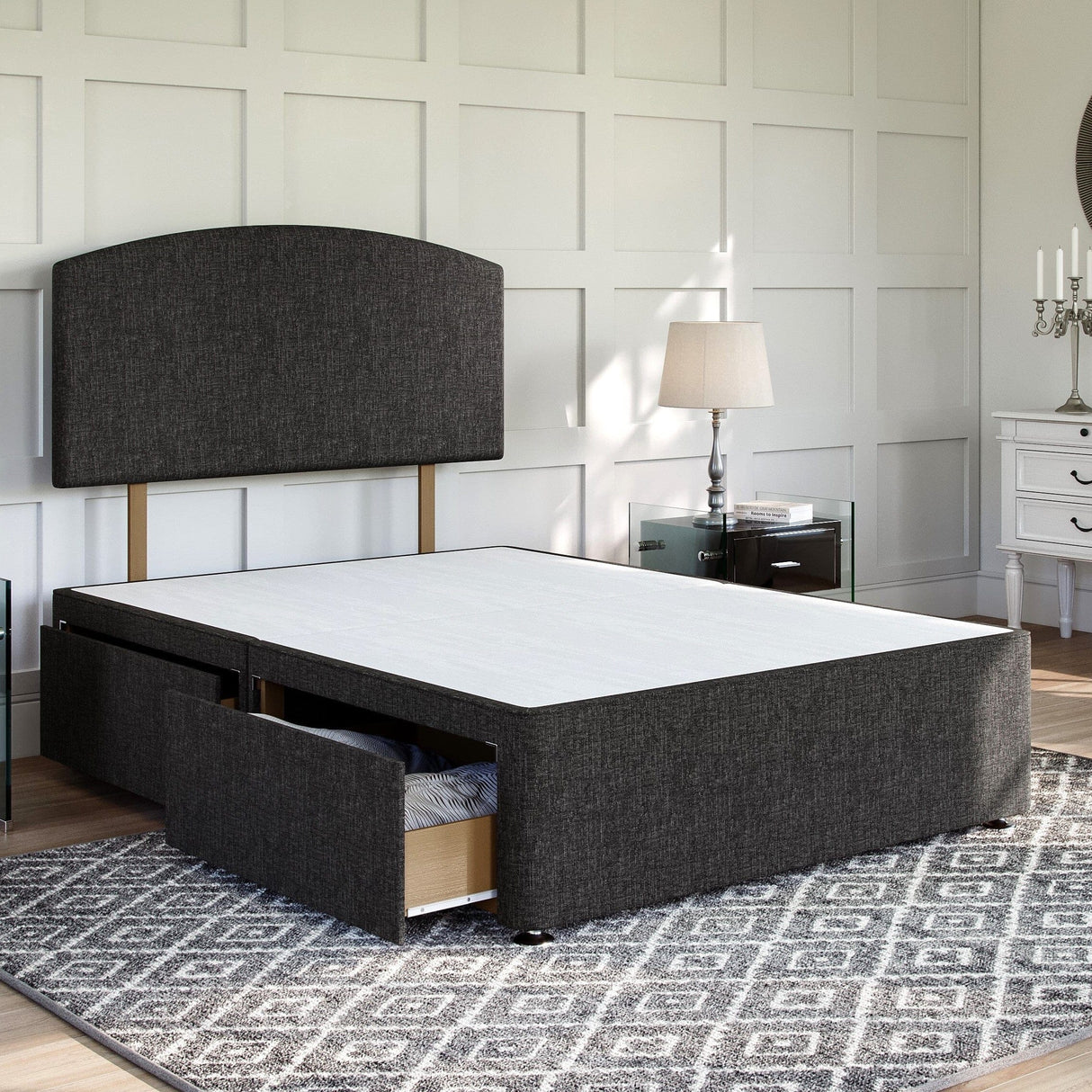 Dark Grey Platform Top Divan Bed Base | Divan Base Direct