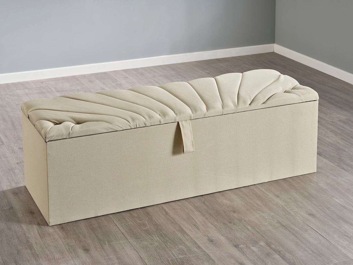 Dione Ottoman Storage Box With Padding Naples Blue - 4'6'' Double CLEARANCE