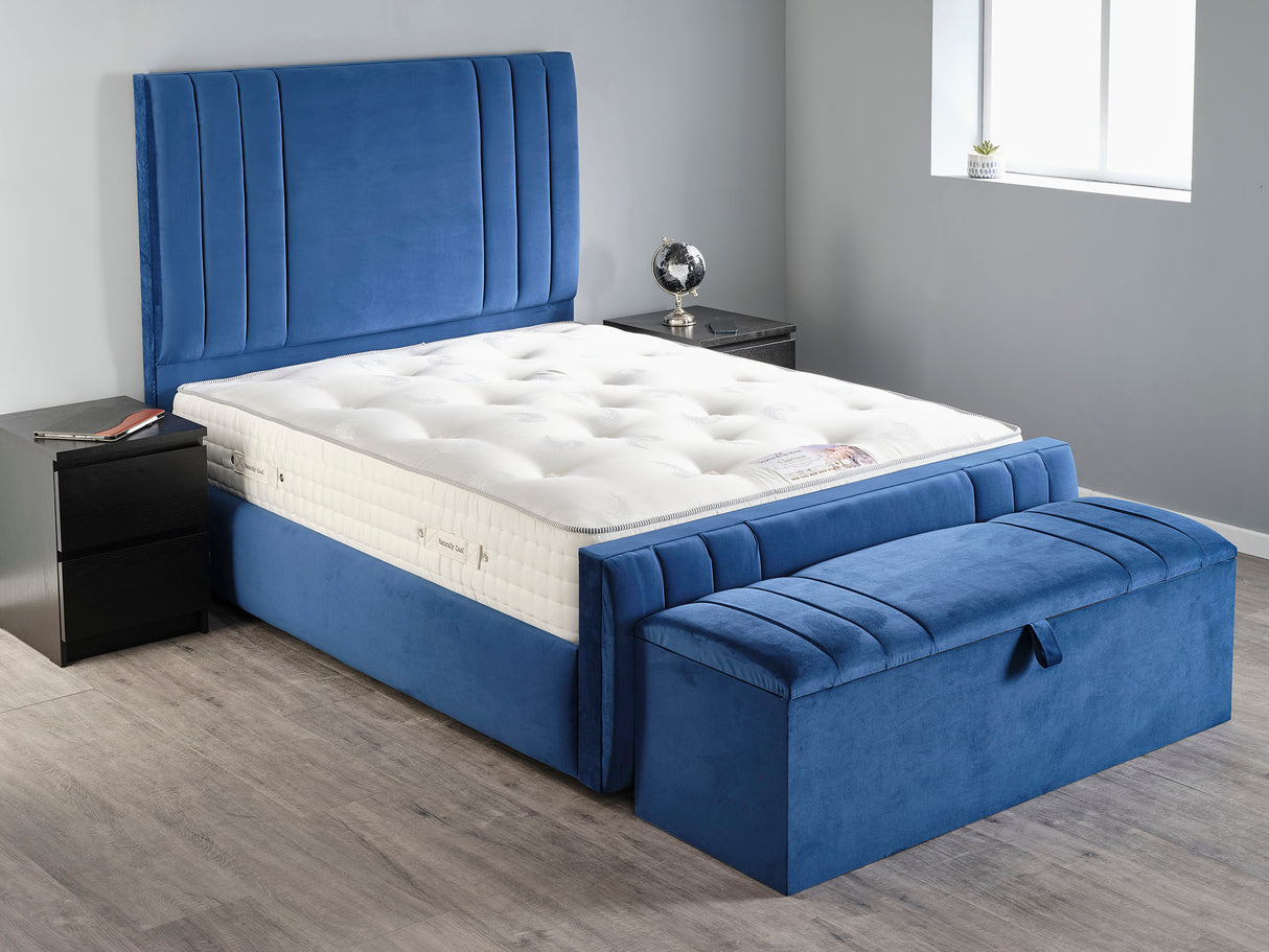 Titania Ottoman Storage Box Plush Marine - 4ft 6'' Double CLEARANCE