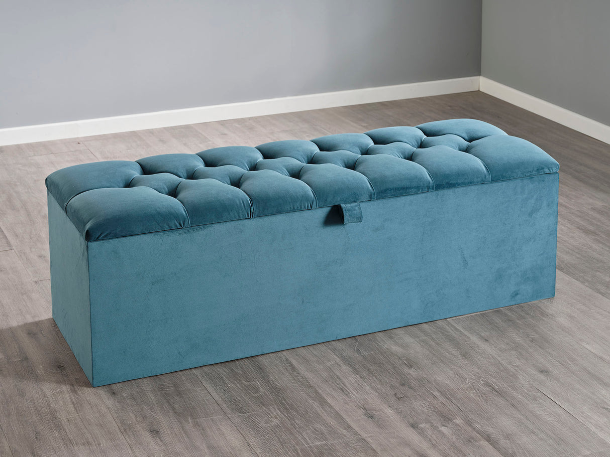 Vega Ottoman Storage Box Crushed Velvet Pewter - 3' Single CLEARANCE
