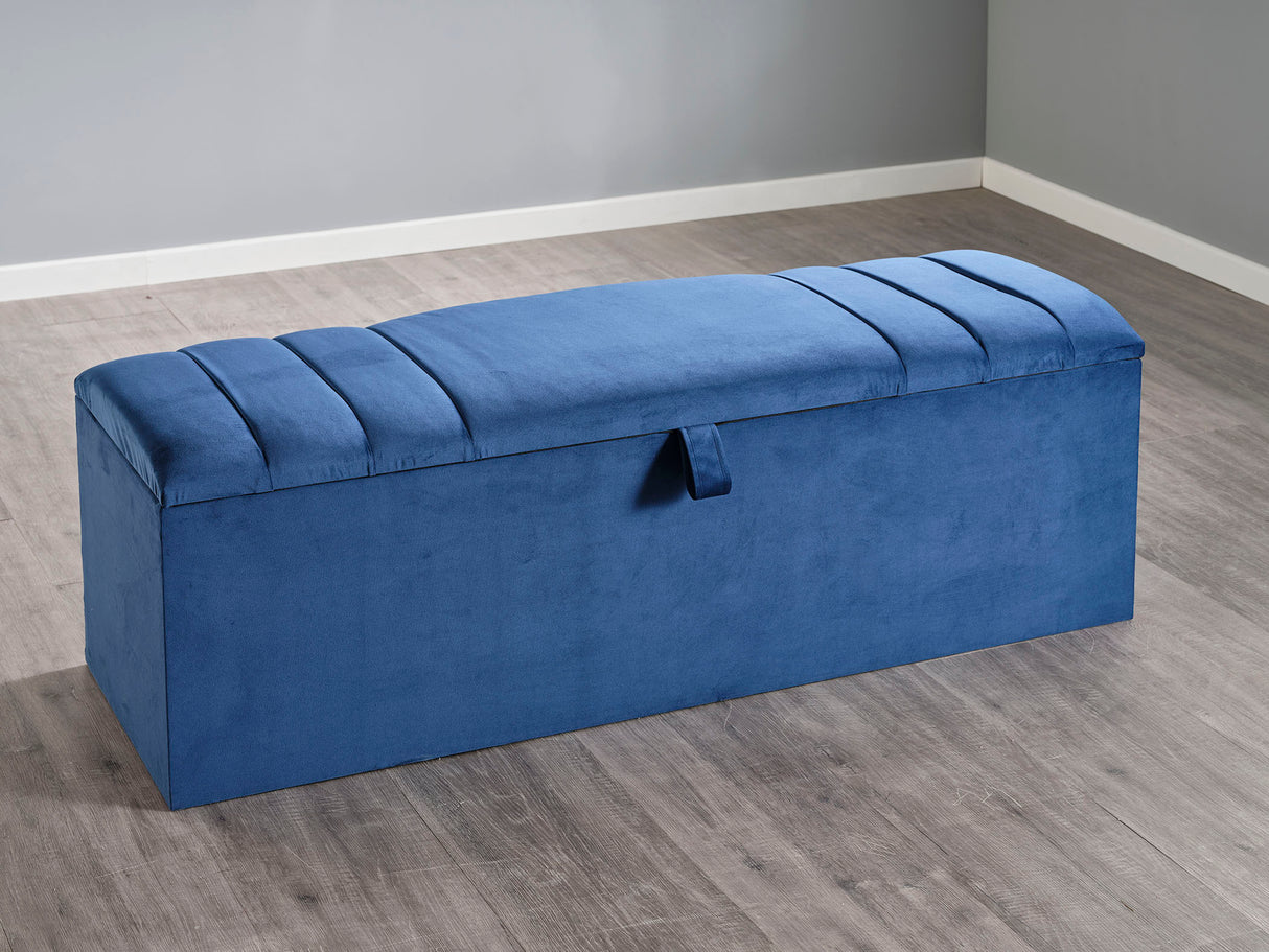 Titania Ottoman Storage Box Plush Marine - 4ft 6'' Double CLEARANCE