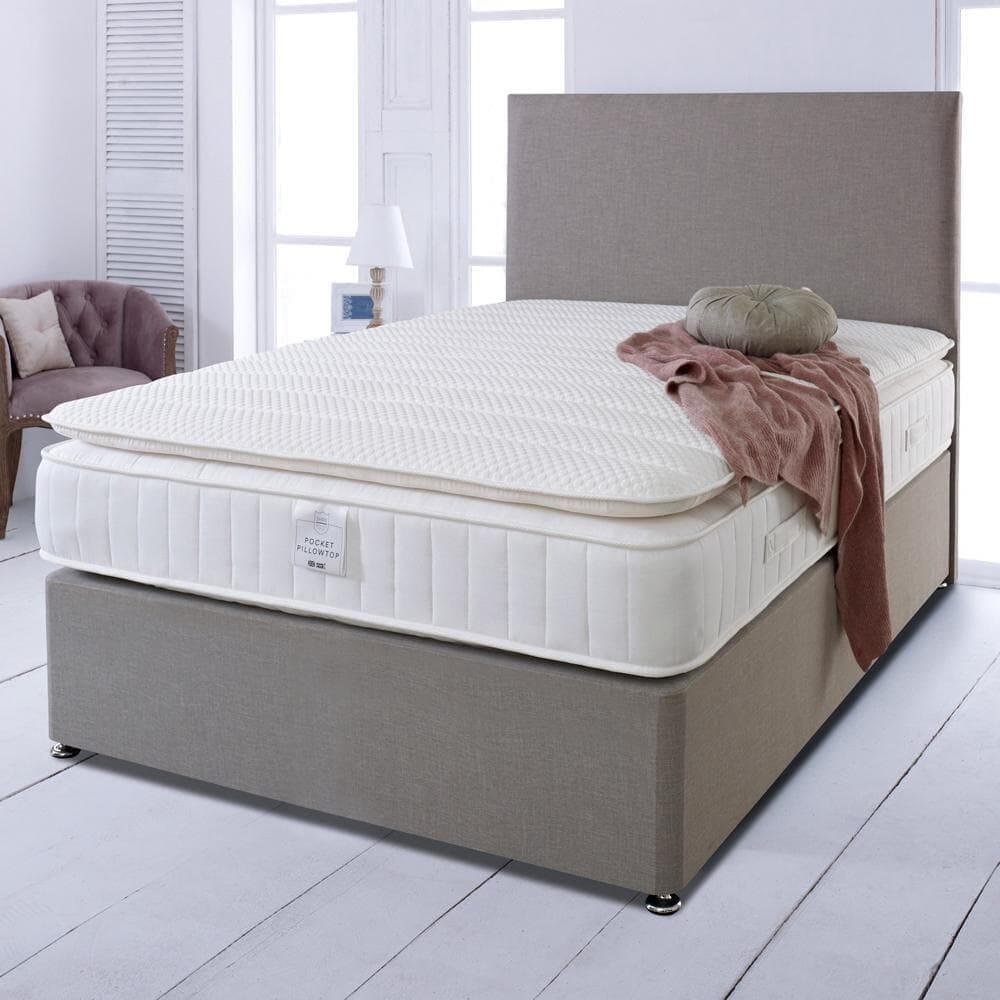Shire Essentials 1000 Pocket Sprung Memory Foam Pillow Top Divan Bed Set Divan Bed Set Shire