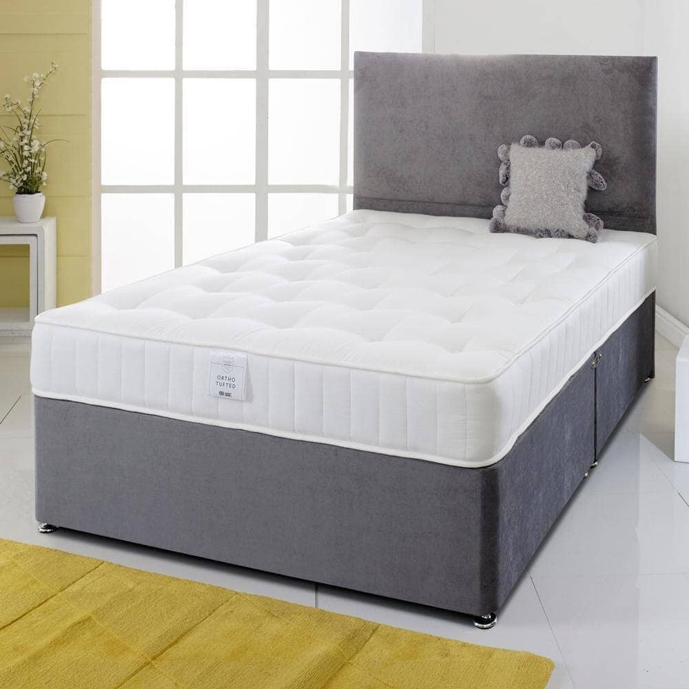 Shire Essentials Orthopaedic Sprung Tufted Divan Bed Set Divan Bed Set Shire