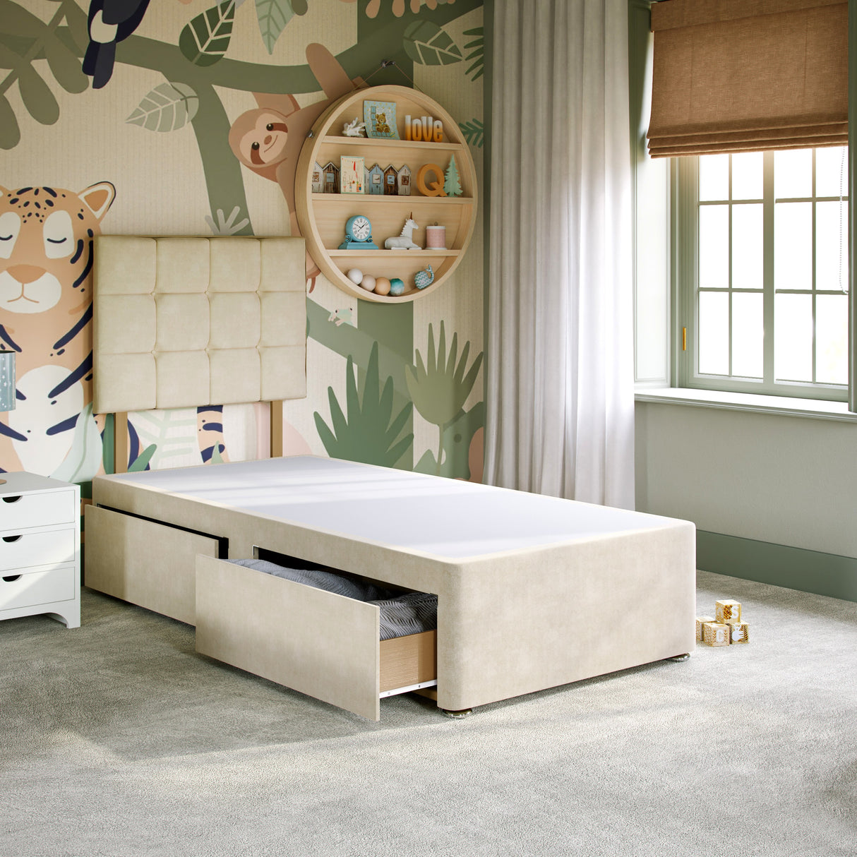 Kids Sicily Divan Bed with Strutted Headboard