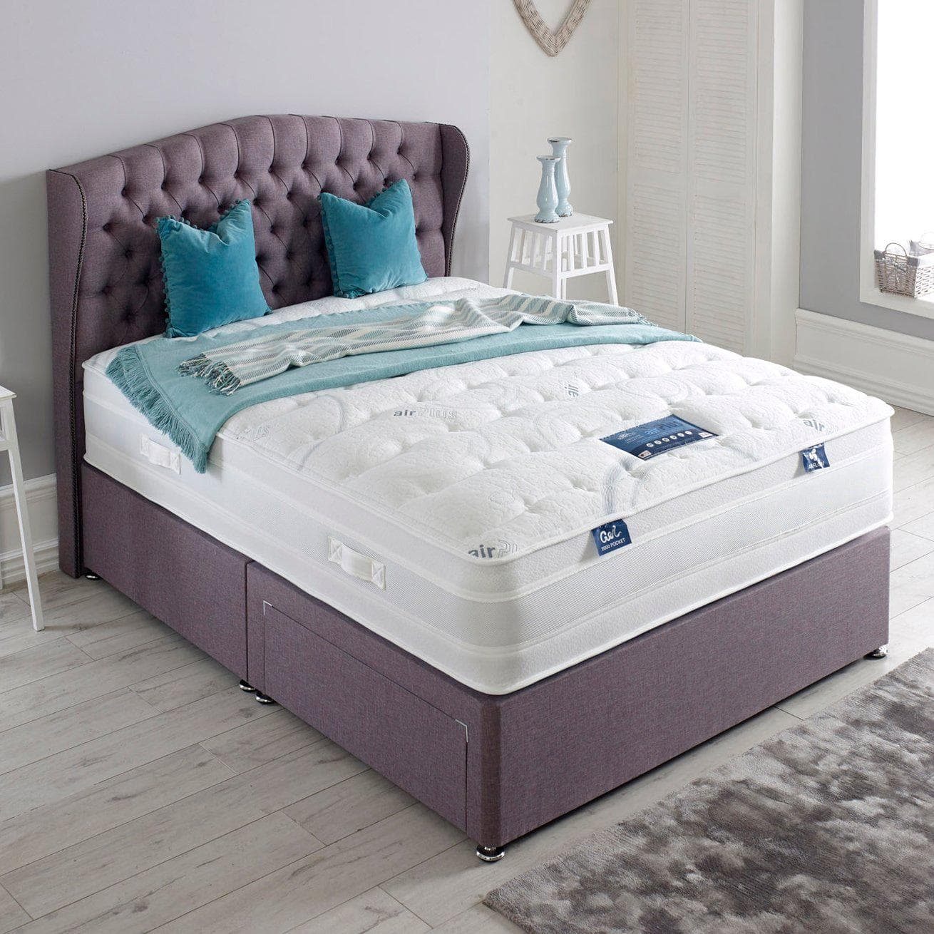 Dura Beds Air Plus Gel 1000 Pocket Sprung Gel Foam Divan Bed Set