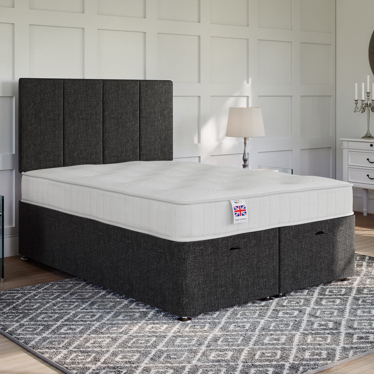 Arezzo Ottoman Bed Set with Strutted Headboard