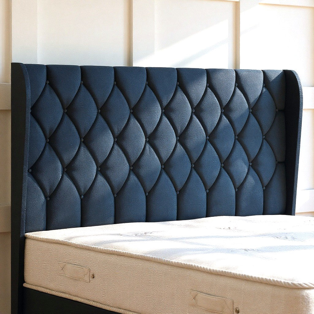 Buckingham Ottoman Bed Set with Winged Floor Standing Headboard