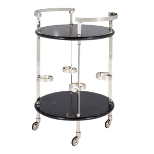 Chelsea Drinks Trolley With Castor Wheels & Black Nickel Marble Top CLEARANCE