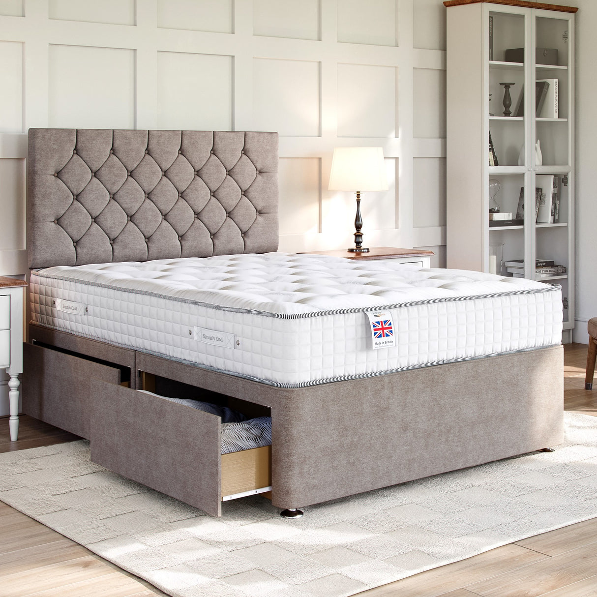 Chesterfield Divan Bed Set with Strutted Headboard