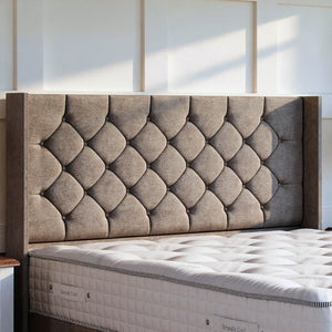 Chesterfield Ottoman Bed Set with Winged Floor Standing Headboard