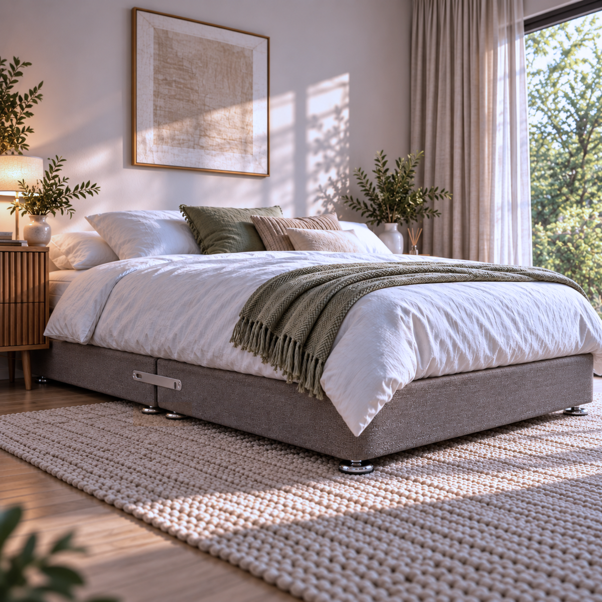 Low Divan Bed Base on Chrome Glides