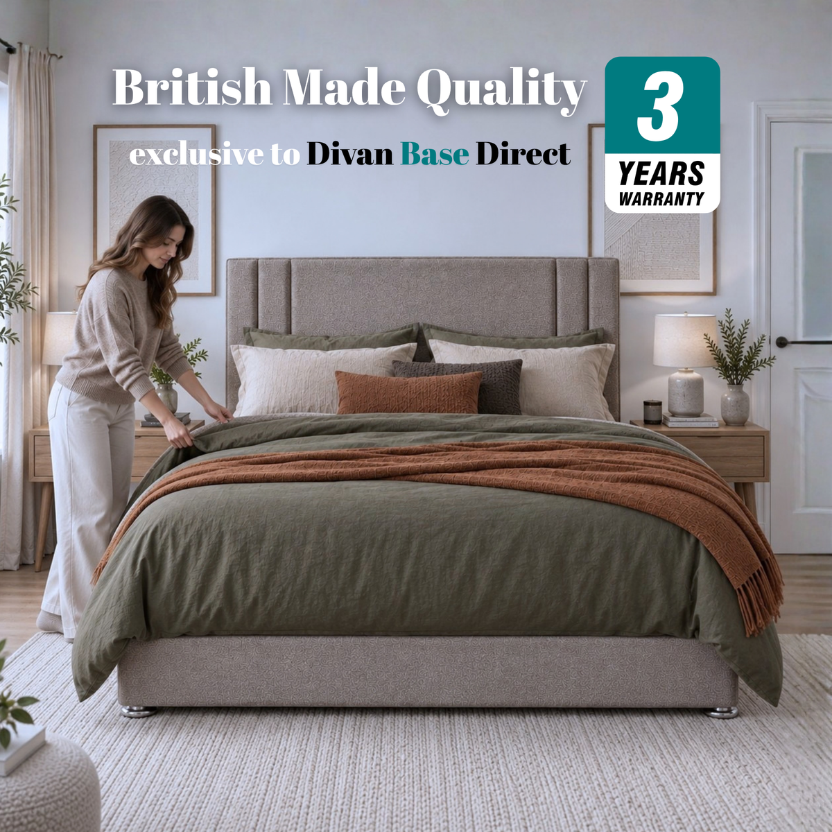 Low Divan Bed Base on Chrome Glides
