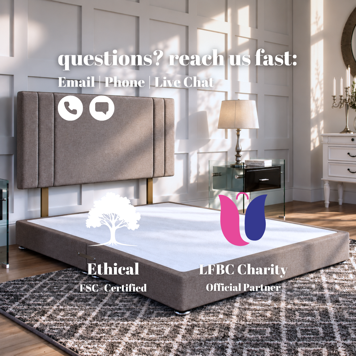 Low Divan Bed Base on Chrome Glides