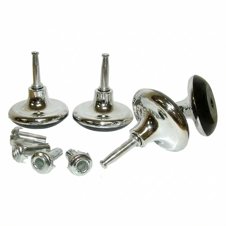 Set of 8 Chrome Bed Glides with Inserts | Divan Base Direct