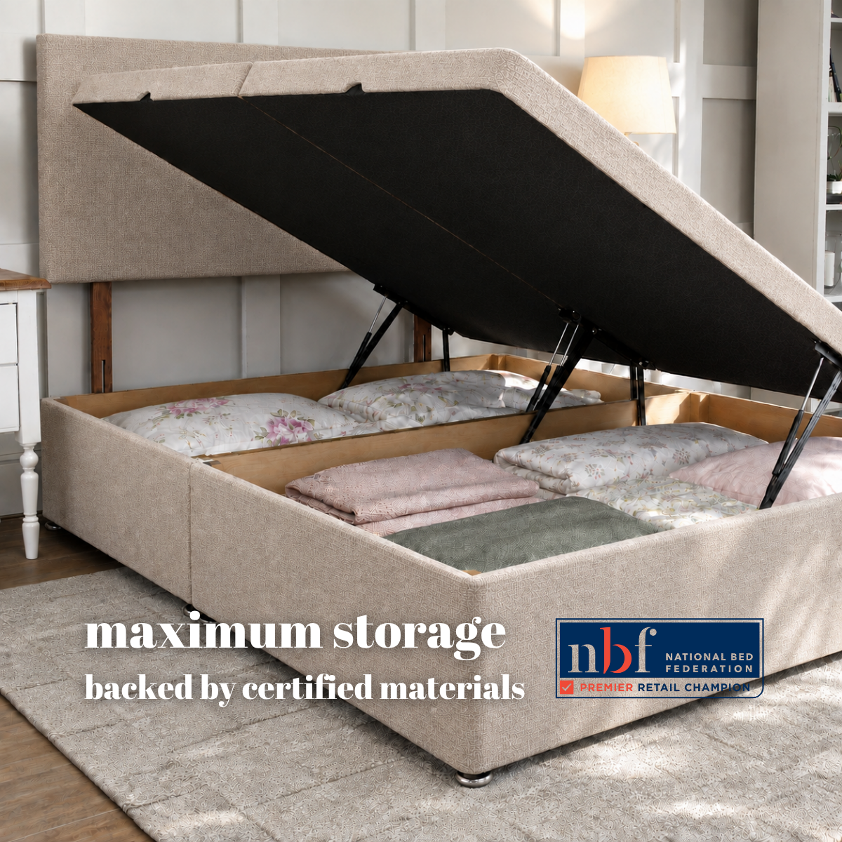 Grandeur Luxury Side Lift Ottoman Divan Bed Base